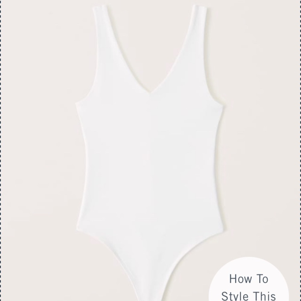 Double Layered White V Neck Bodysuit